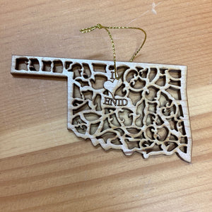 Ornament - Oklahoma Heart - Wood Laser Cut