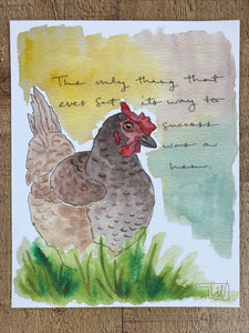 8x10” Colorful Hen Watercolor Print