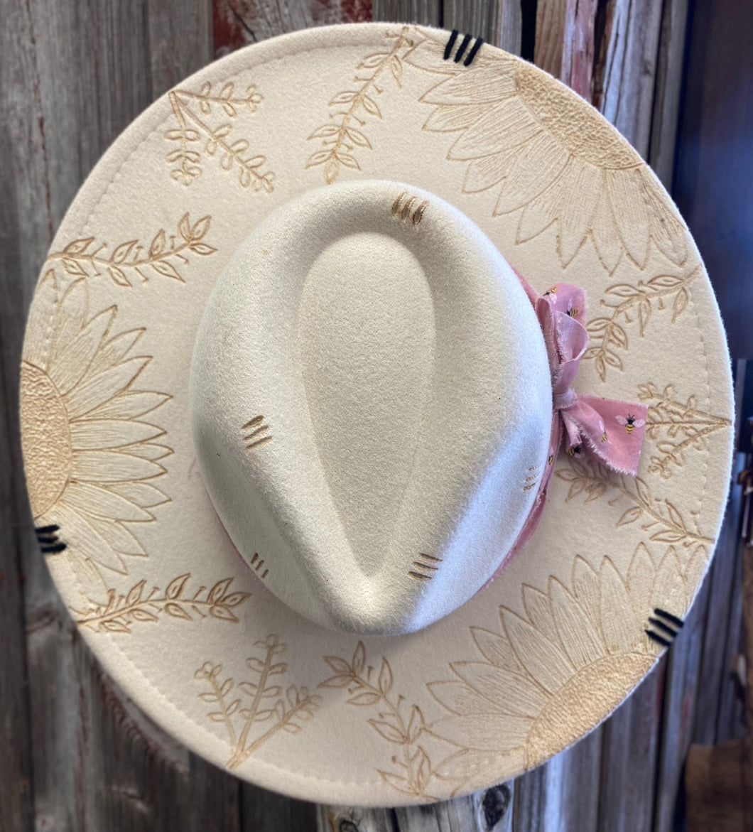 Sunflower & Pink Band Cowboy Hat - VNDR Blessed Be