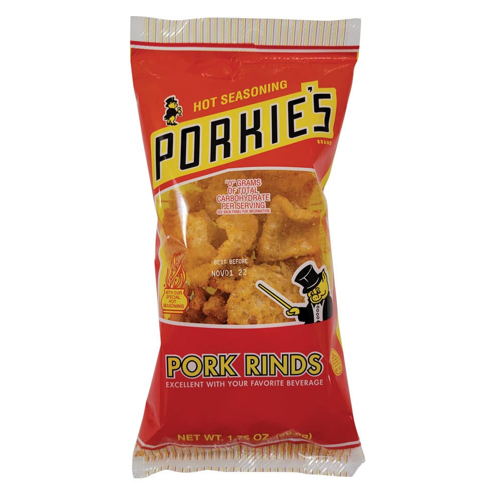 Porkie's Hot Pork Rinds 1.75oz bag
