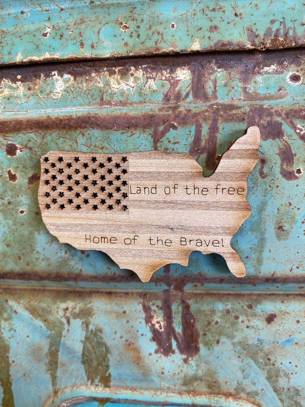 United States - Large - Wood Laser Cut Magnet