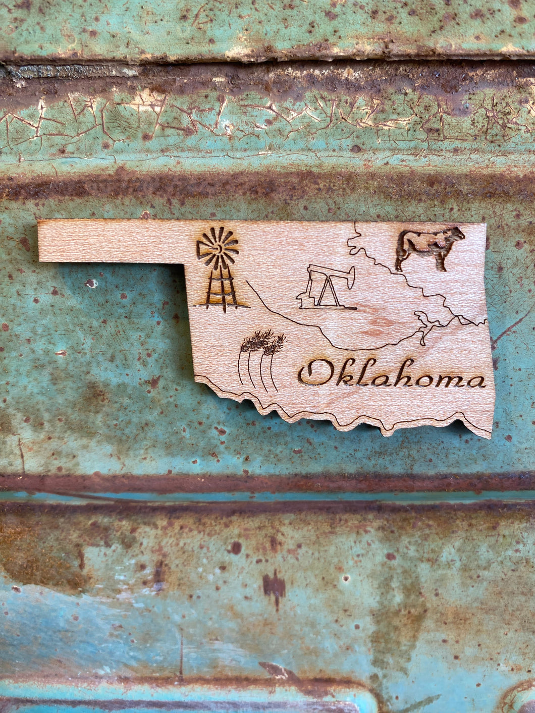 Oklahoma - Wood Laser Cut Magnet