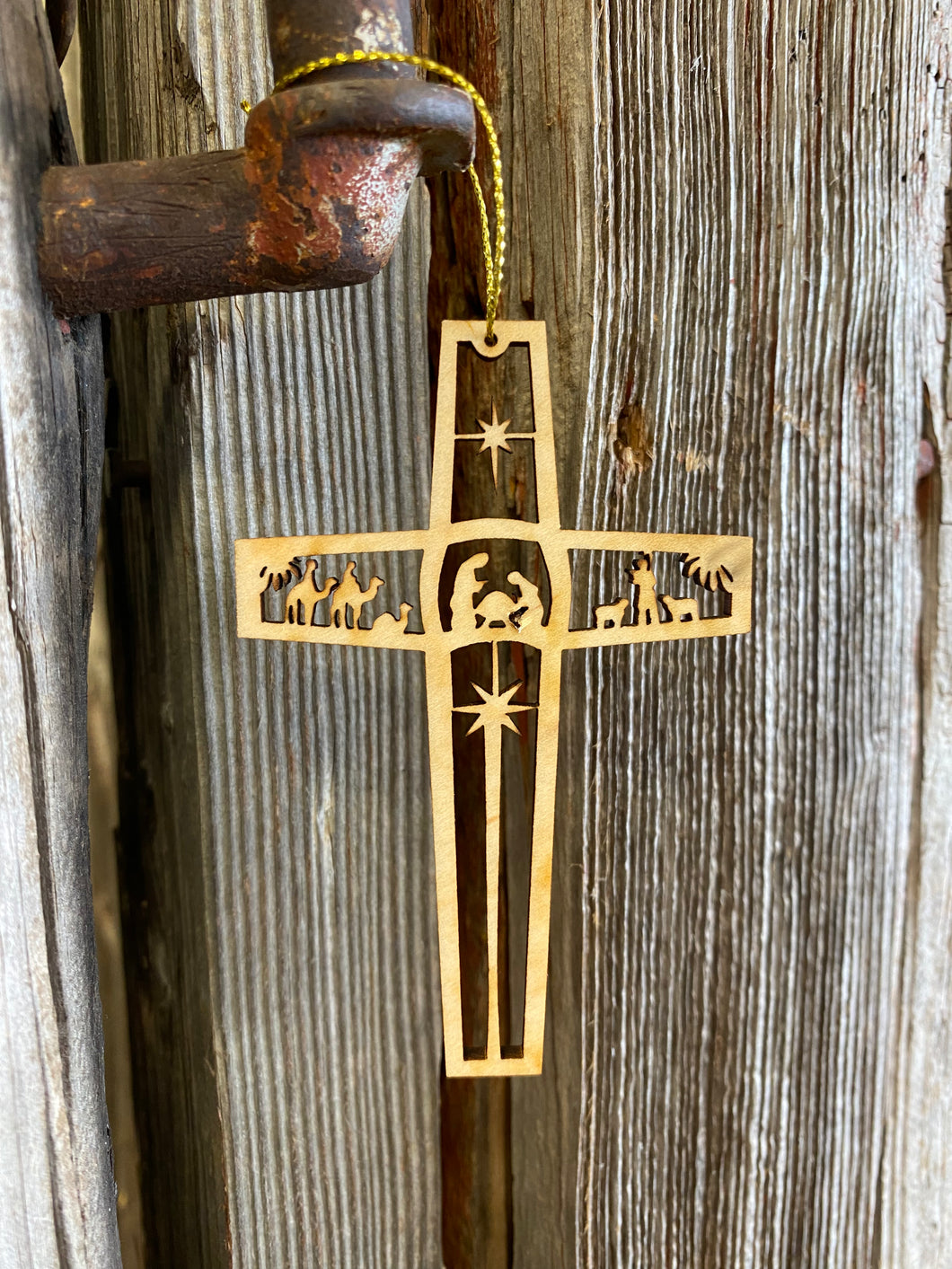 Ornament - Nativity Cross - Wood Laser Cut
