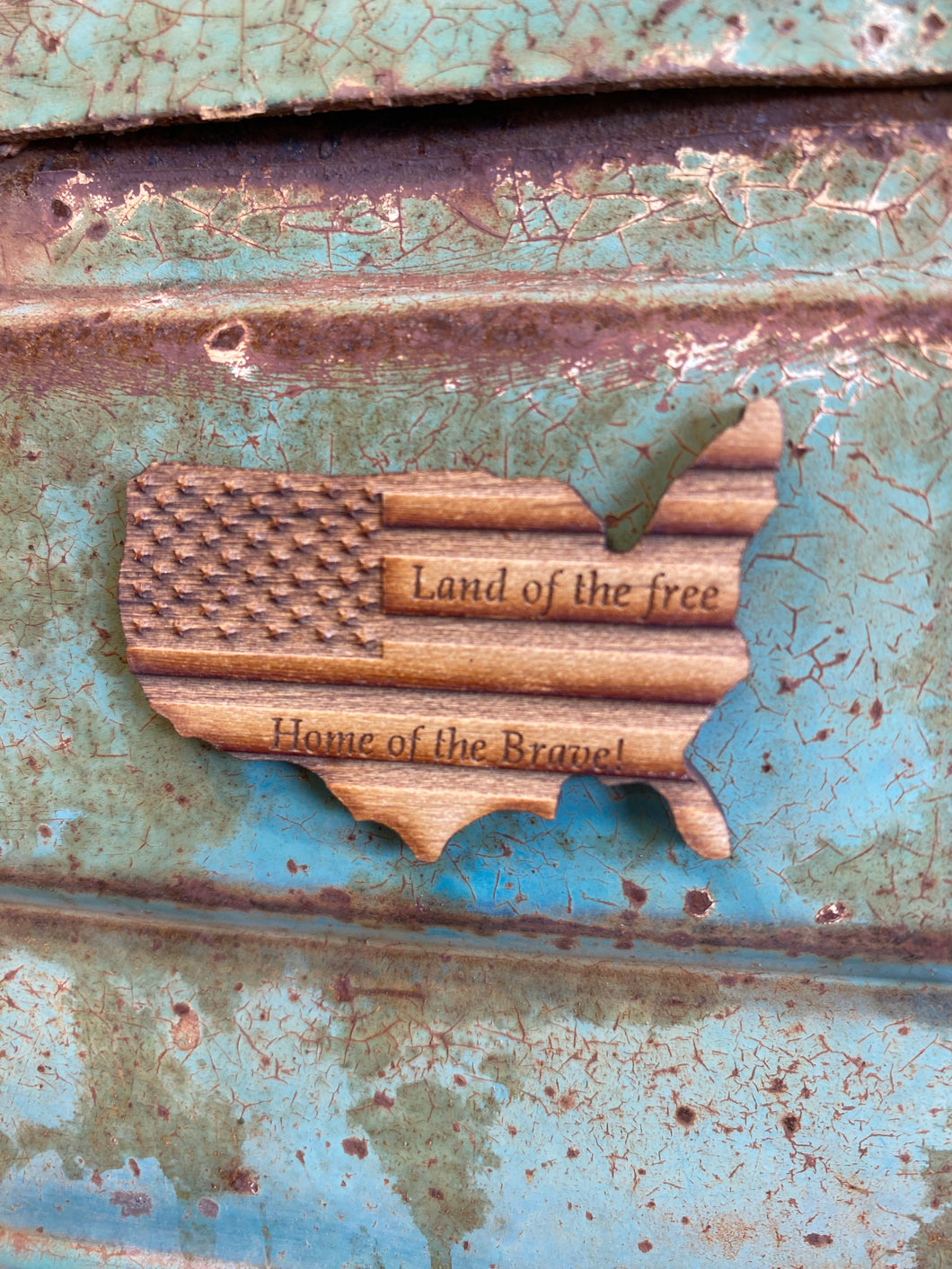 United States - Small - Wood Laser Cut Magnet