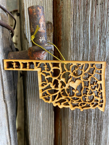 Ornament - Oklahoma Heart - Wood Laser Cut