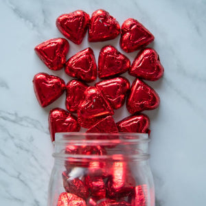 foiled milk chocolate hearts 