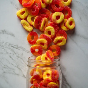 sanded gummy peach rings