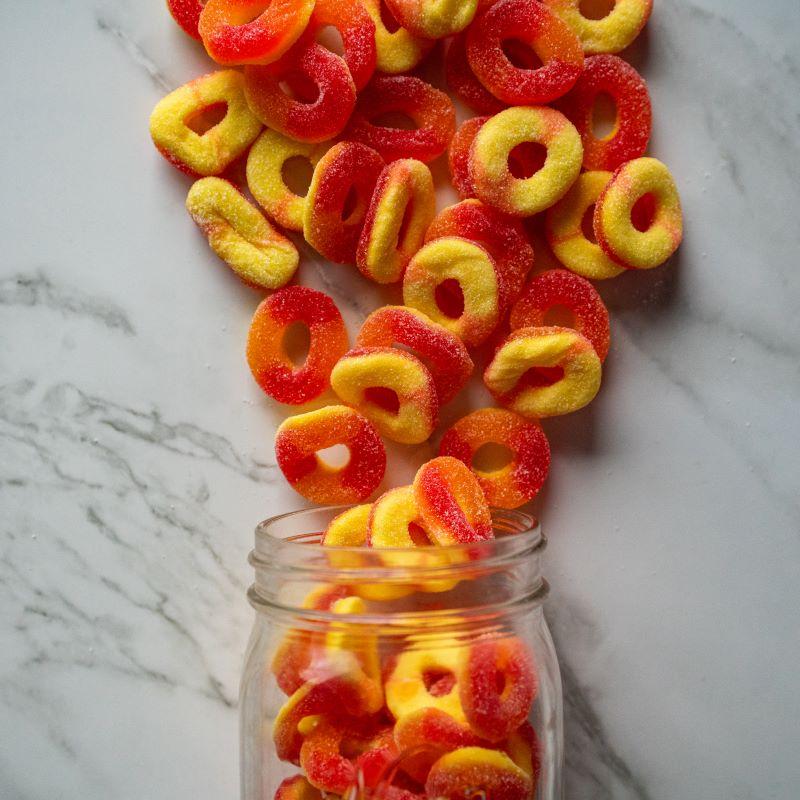 sanded gummy peach rings